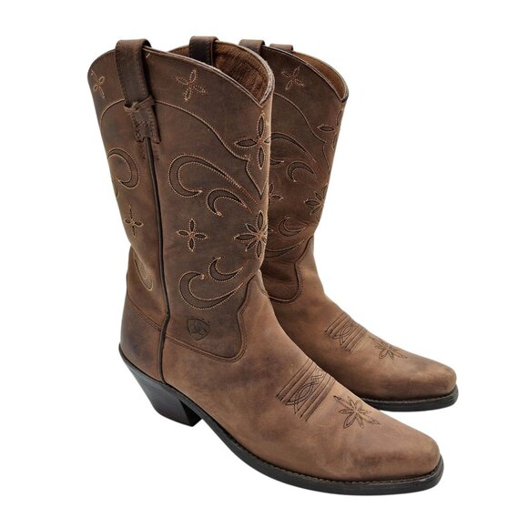 Ariat Boots Womens Size 8 Brown Western Leather Pointed Toe Cowboy ATS 13627 - Picture 1 of 10